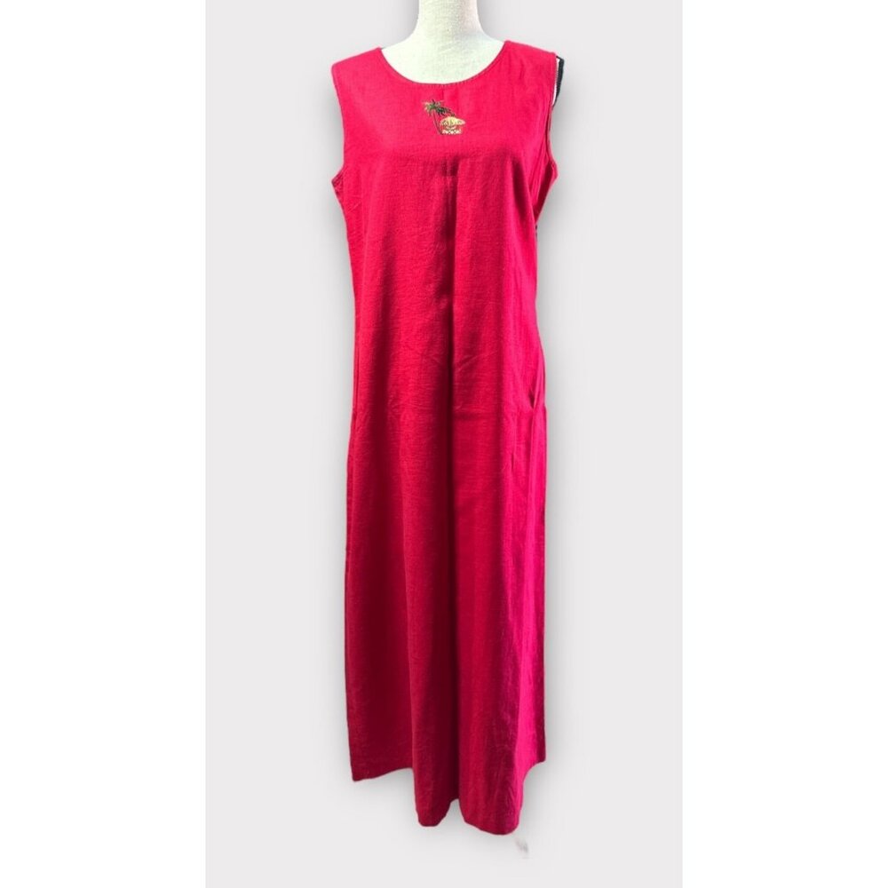 Vintage Ultra Dress NY Womens 2pc Size 14 Dress Embroidered Linen Blend Retro - Picture 3 of 16